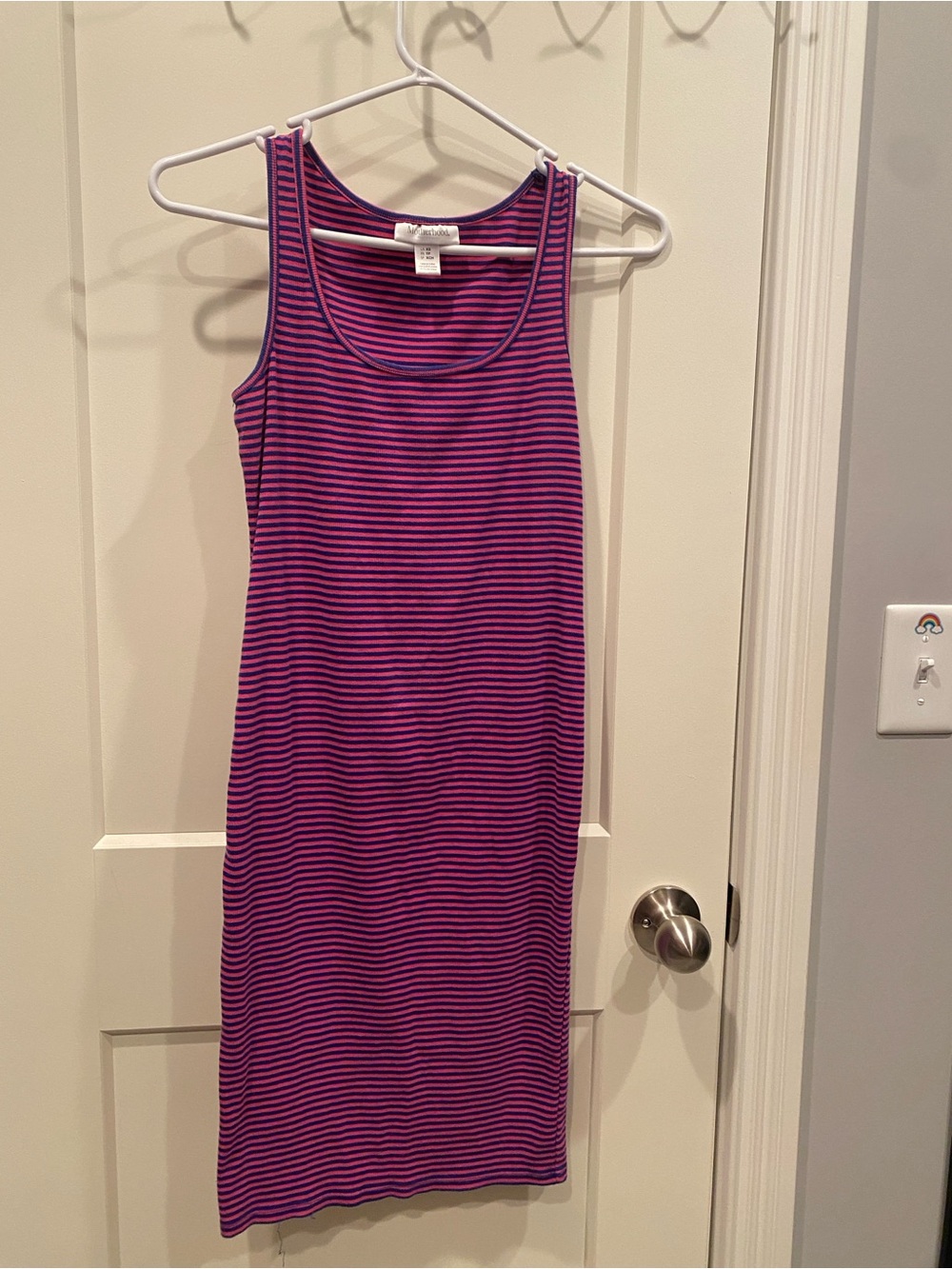 Motherhood Purple and Black Striped Tank Dress